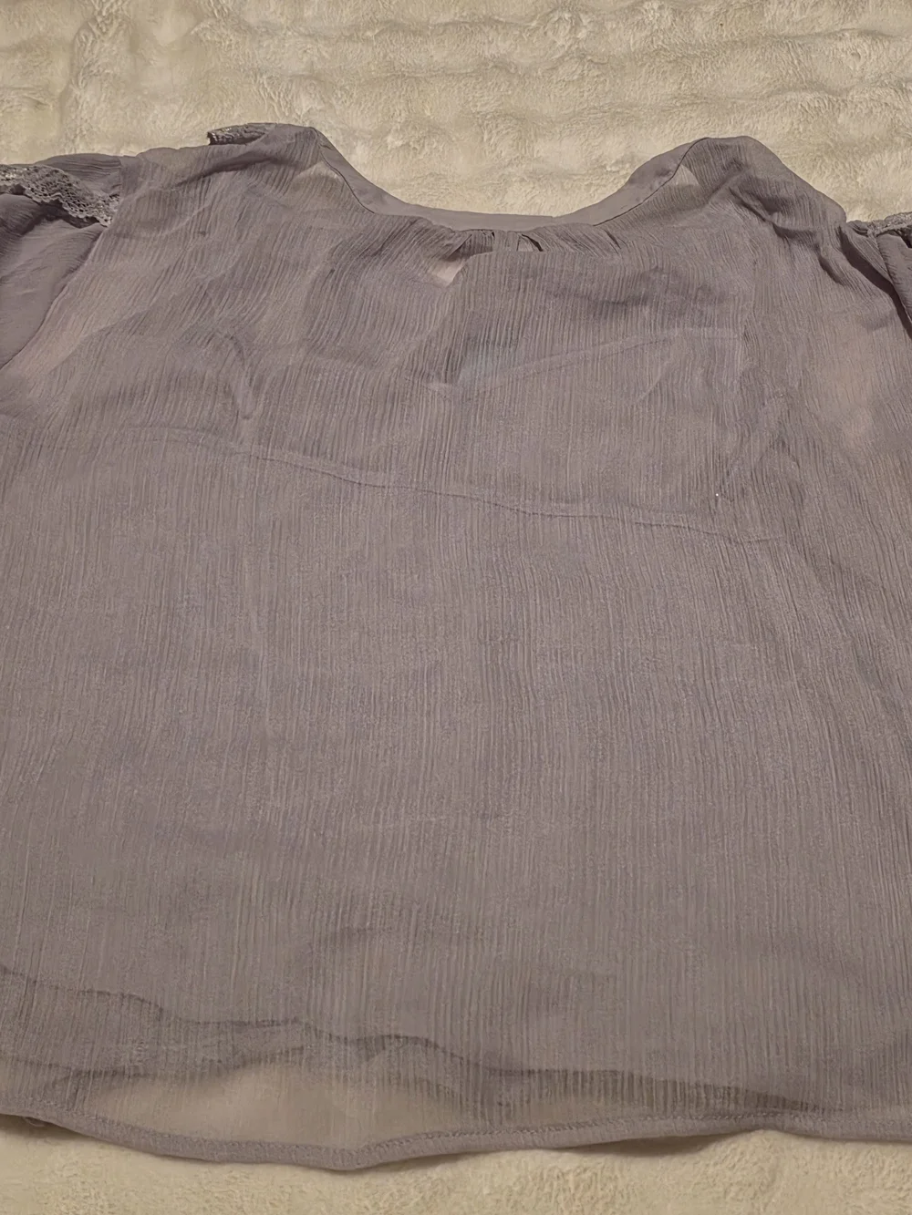 LOFT Lavender Ruffle Button-Front Blouse - Picture 7 of 7